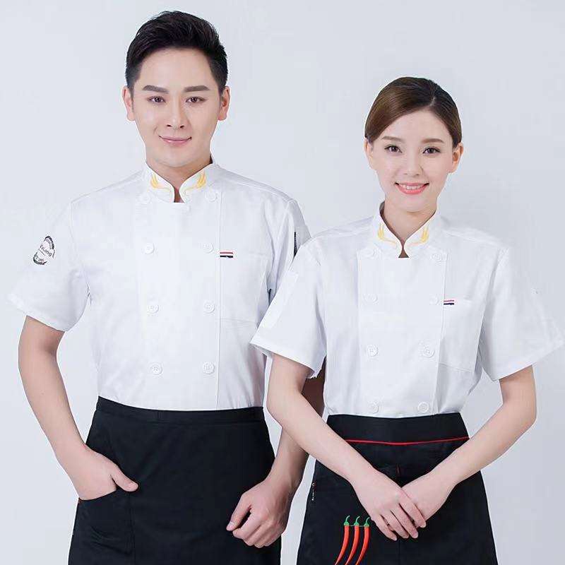 ภาพหน้าปกสินค้าChef overalls UNISEXชุดเชฟแขนสั้นรวงข้าว เสื้อเชฟทำอาหาร Short sleeve chef uniform จากร้าน manpaya บน Shopee