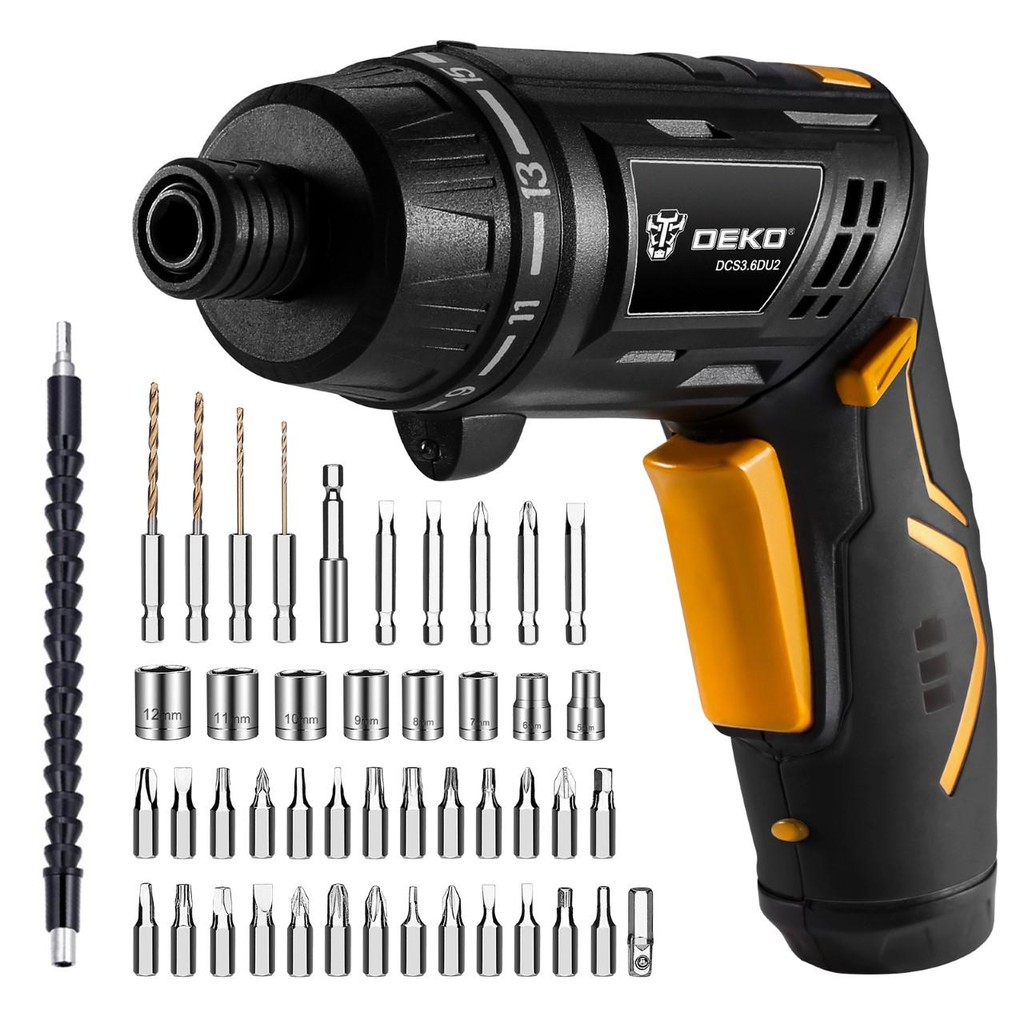 DEKO 3.6V Cordless Drill Screw Driver Set 47pcs Set with LED Torch ...