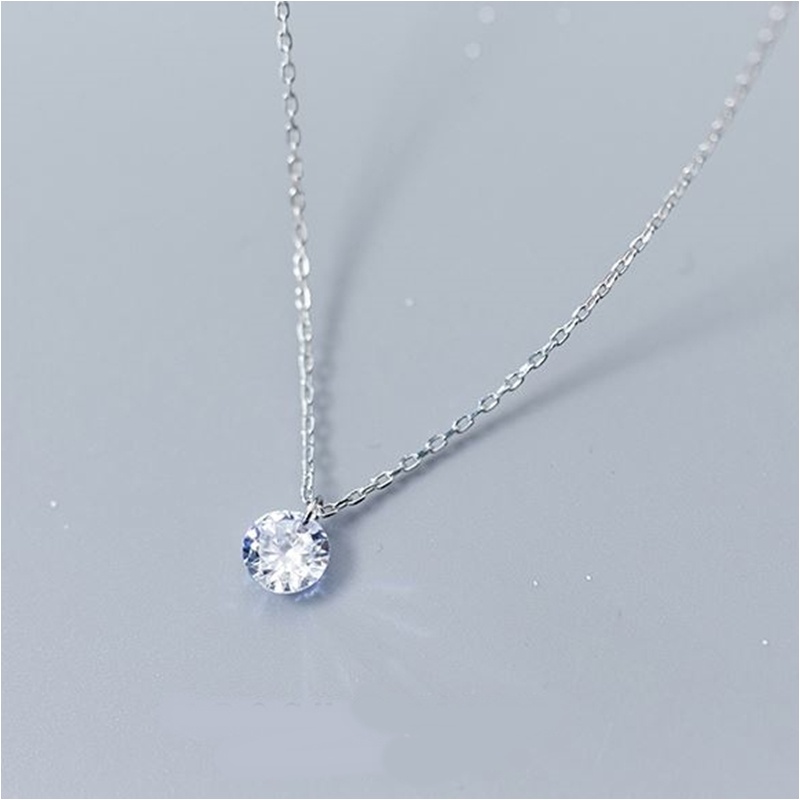 s925-cooly-necklace-สร้อยคอเงินแท้-เพชรเดี่ยว-เรียบง่าย-ใส่สบาย-เป็นมิตรกับผิว