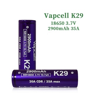 Vapcell K29 สีม่วงINR18650 2900mAh 3.7V(ของแท้เช็คโค๊ดได้)