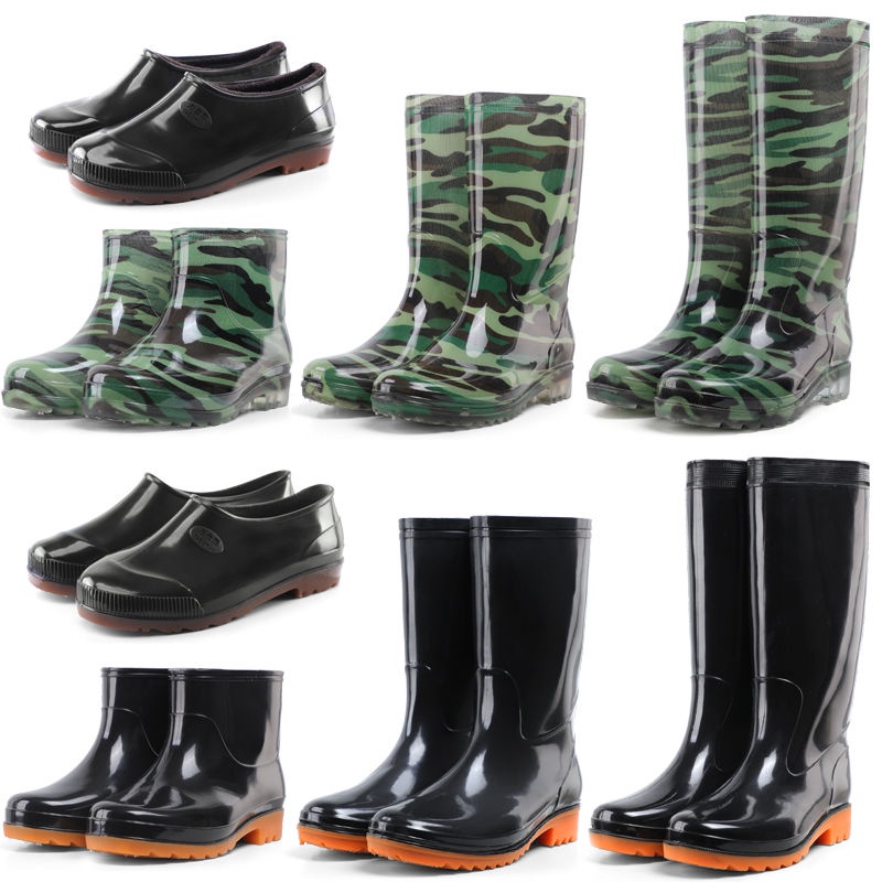 ราคาและรีวิวYYW210 Four Seasons Rain Boots Men's Wear-resistant Non-slip Waterproof Men's Rain Boots