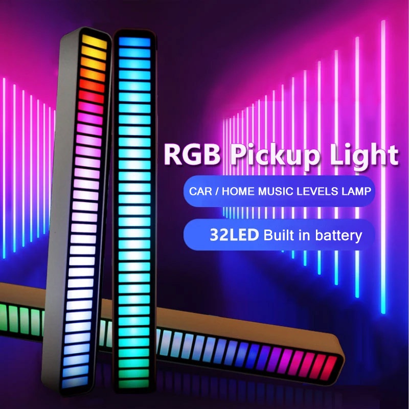 สีrgb-ไฟสั่งงานด้วยเสียง-แท่งไฟ-32led-ไฟจับจังหวะเสียง-ตกแต่งห้อง-แถบไฟจังหวะดนตรีกระพริบ-ไฟตามจังหวะเพลง