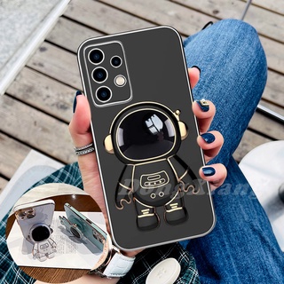 เคสโทรศัพท์มือถือแบบนิ่ม ลายนักบินอวกาศ 6D พร้อมที่ตั้งวาง พับได้ หรูหรา สําหรับ Samsung A13 A03S A03 A21S A11 M11 A12 M12 A32 4G A52 A52S A72 A22 A12 A31 A20S A02S A50 DFX