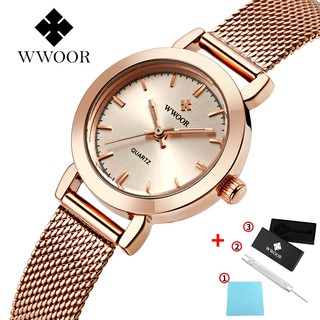 สินค้า WWOOR แท้ นาฬิกาข้อมือผู้หญิง นาฬิกา สไตล์เกาหลี ลำลองผู้หญิง กันน้ำ นาฬิกาข้อมือ ทางการ สุดหรูสำหรับสุภาพสตรี พร้อมกล่องของขวัญ - 8823