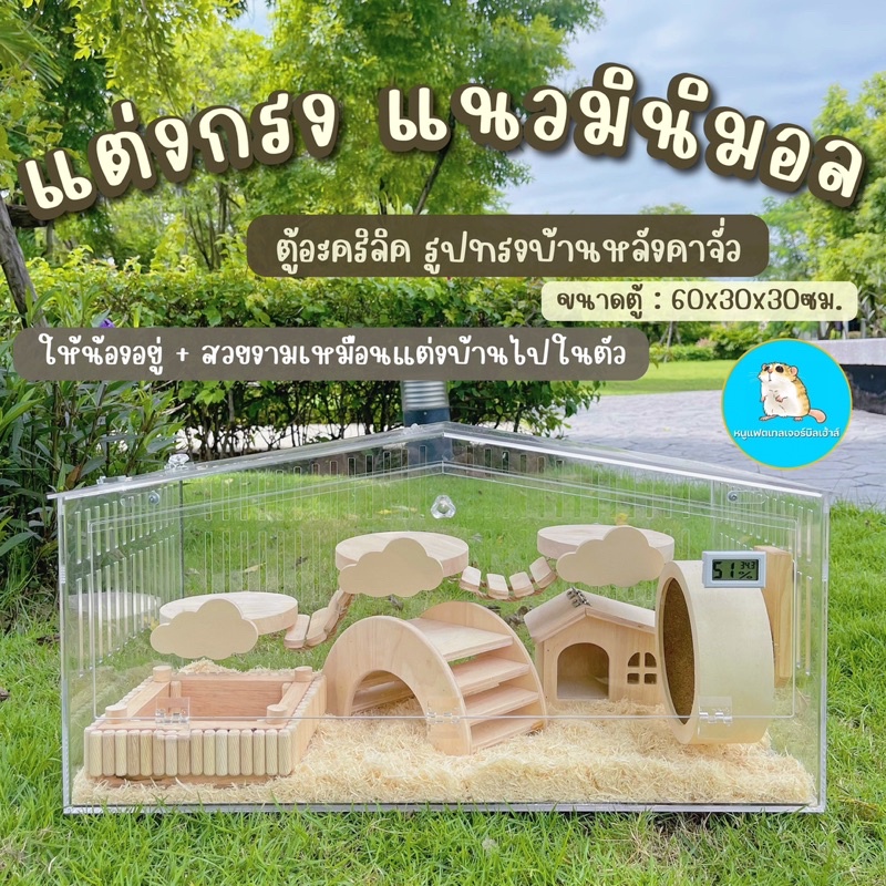 ตู้เลี้ยงหนู-ดอร์เม้าส์-ขนาด60x30x30ซม-ตู้อะคริลิคพร้อมอุปกรณ์ตกแต่ง-แนวมินิมอล-บ้านไม้-บ้านหนู-กรงหนูแฮมเตอร์-แฟตเทล