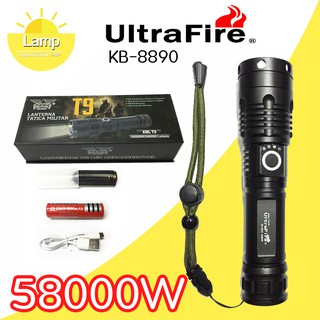 ไฟฉายแรงสูง ไฟฉายสว่างมาก ไฟฉายซูม LED 58000W Ultrafire KB-8890