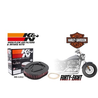 กรองอากาศเเต่ง K&amp;N สำหรับ Harley Davidson XL883iron  XL1200Forty-Eight XL1200Roadster (HD-1212)