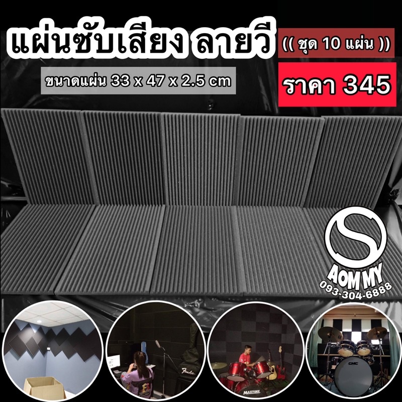 ชุด10แผ่น-แผ่นซับเสียง-แผ่นดูดซับเสียง-ลายวี