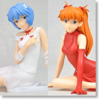 (แท้/มือสองไม่มีกล่อง) SEGA Evangelion EX Figure White &amp; Red Ver.1.5 Rei &amp; Asuka