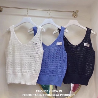 พร้อมส่ง08.07.21🥃เสื้อกล้ามคอวี ผ้าknitรูๆ ผ้าดีงาม ใส่สบายรับหน้าร้อน ราคาดีงามมากแม่