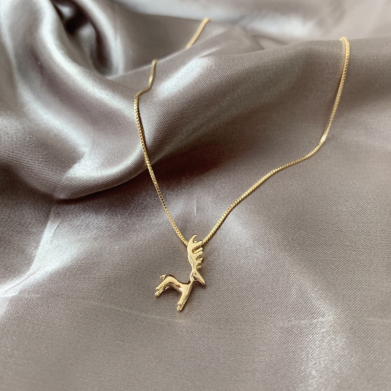 สร้อยคอประดับจี้รูปกวาง-ไม่ลอก-ไม่ดำ-ไม่แพ้-tiny-bambi-necklace-apostrophe-x