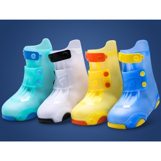 กันน้ำเด็ก Rain Boot ครอบคลุมชายและหญิงซิลิโคน Rainy Day ฤดูร้อนรองเท้ากันฝนกันลื่นหนาสวมใส่เท้าครอบคลุม