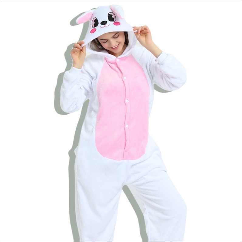 ภาพหน้าปกสินค้าชุดนอนมาสคอต กระต่าย ขาวอกชมพู (rabbit/bunny)