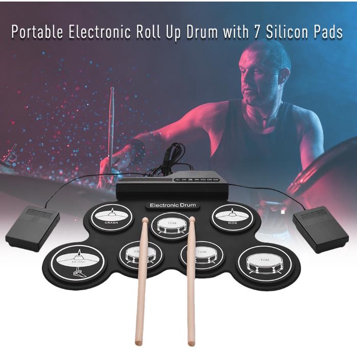 พร้อมส่ง-กลองชุด-กลองไฟฟ้า-กลองชุด-electric-drum-pad-kit-digital-drum-กลองอิเล็กทรอนิกส์แบบพกพา