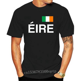 คอลูกเรือเสื้อยืดคอกลมขายดี เสื้อยืดคลาสสิก พิมพ์ลาย Eire - Black White with Flag - S to 3 - Ireland Dublin Ireland BGhk