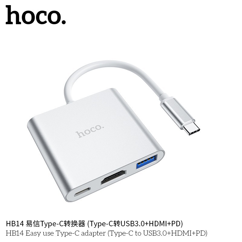 hoco-hb14-ของแท้-100-easy-use-type-c-adapter-type-c-to-usb3-0-hdmi-pd