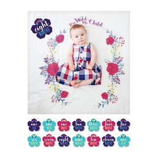 Lulujo ชุดผ้าอ้อมมัสลินคอตตอนพร้อมการ์ด Baby’s First Year Cotton Muslin Swaddle &amp; 14 Cards Set - Stay Wild My Child