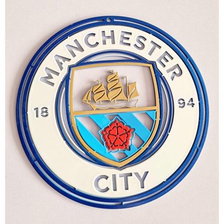 Manchester City โลโก้แมเชสเตอร์ ซิตี็ ขนาด 30 x 30 cm เหล็กตัดเลเซอร์ทำสีเหมือนจริงสีพ่นรถยนต์ภายนอก 2k ทนทุกสภาวะอากาศ