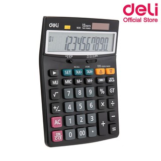 Deli 1630 120-check Tax Calculator 12-digit Metal เครื่องคิดเลขตั้งโต๊ะขนาดใหญ่ มีระบบย้อนกลับถึง 120 ครั้ง