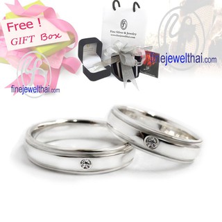 Finejewelthai แหวนคู่-แหวนเงินแท้-แหวนเพชรแท้-แหวนแต่งงาน-แหวนหมั้น/ Couple-Silver-Diamond-Ring - Diamond_Gift_set6