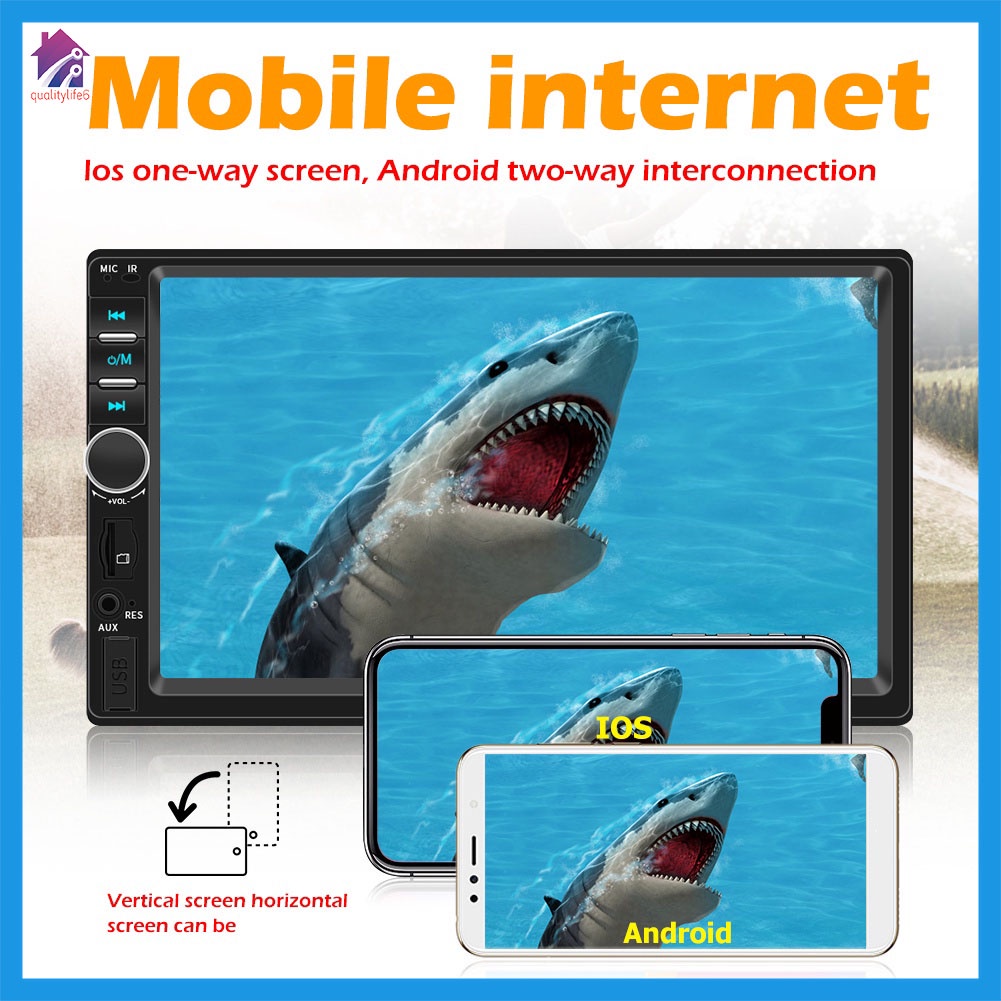 วิทยุติดรถยนต์ 7" HD 2Din 7018B จอมิลเลอลิงค์ GPS บูลทูด HD Mirror Link ...