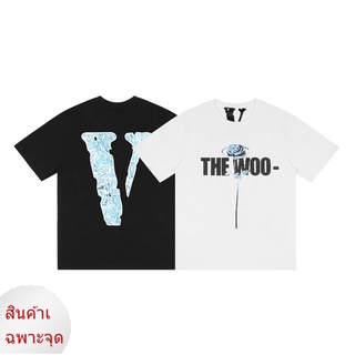 เสื้อยืดอินเทรนด์Vlone เสื้อยืดคอกลมแขนสั้นพิมพ์ลายดอกกุหลาบ
S-3XL หลวมและสบาย