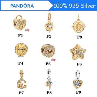 Pandora ลูกปัดเงินแท้ 925 รูปมงกุฎ สีทอง ของขวัญวันเกิด สําหรับสุภาพสตรี p825