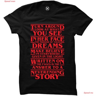 ราคาระเบิดSpeed man ผู้ชายและผู้หญิง Haase Unlimited Strange Neverending Story Lyrics - TV Show Ladies T-Shirt saleS-3XL