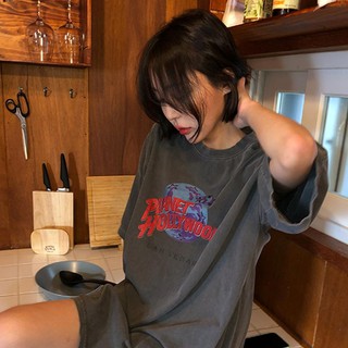 เสื้อยืดแขนสั้น พิมพ์ลายตัวอักษร Planet Hollywood