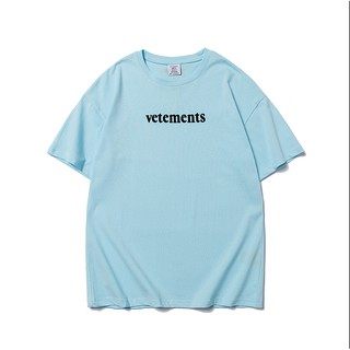 Vetements ใหม่ เสื้อยืด แขนสั้น พิมพ์โลโก้ แบบสบาย ๆ