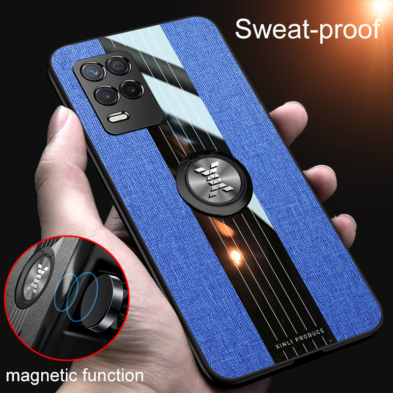 new-realme8-realme-8-5g-เคส-phone-case-ultra-thin-invisible-magnetic-finger-ring-bracket-protective-back-cover-cloth-pattern-hard-cover-เคสโทรศัพท