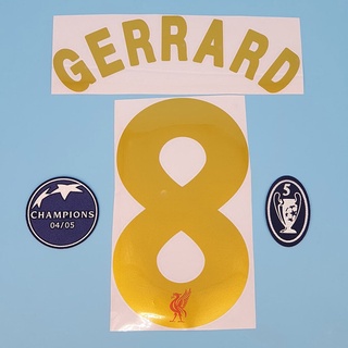 ชื่อเบอร์ GERRARD 8 Liverpool Home 2005-06 UCL อาร์มกำมะหยี่ 04-05 ถ้วย 5 full option