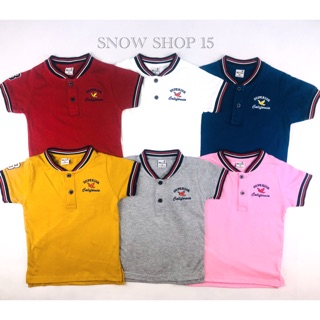 ภาพขนาดย่อของภาพหน้าปกสินค้าเสื้อเด็กโปโลคอจีนสีพื้นแขนสั้น(S,M,L,xL,2xL,3xL,4xL) จากร้าน snowshop15 บน Shopee