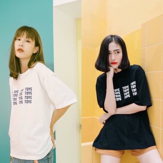 97X - oversize TOYS | มี 2 สี เสื้อสีขาวดำ เกาหลี เสื้อยืดโอเวอร์ไซส์ (พร้อมส่ง)