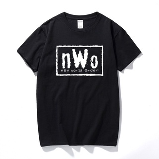 เสื้อยืดสีดำอินเทรนด์New World Order T Shirt NWO Wrestling Hulk Hogan Scott Hall Kevin Nash Mens Top Streetwear T-shirt