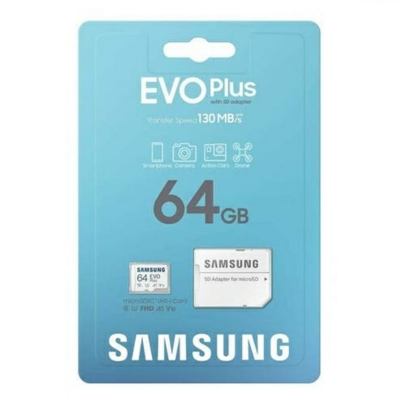 ภาพหน้าปกสินค้าMICRO SD CARD SAMSUNG 64GB U1 CLASS 10 (รุ่นใหม่2020) พร้อมอแดปเตอร์ ไมโครเอสดีการ์ด ซัมซุง 64 GB EVO PLUS