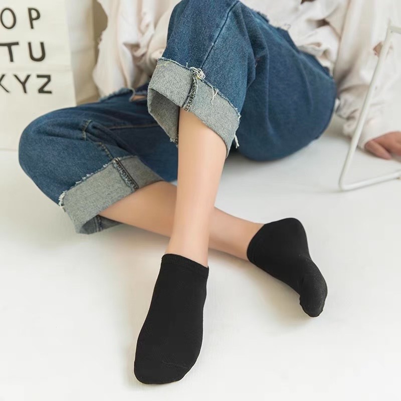 fashionproducts999-ถุงเท้าแฟชั่น-ถุงเท้าข้อสั้น-สีดำ-10คู่