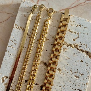 𝐴𝑆𝐻𝐼𝑅𝐴 (18k gold plated) สร้อยข้อมือโซ่/สร้อยข้อมือ Chain link bracelet Snake chain bracelet Chunky chain bracelet