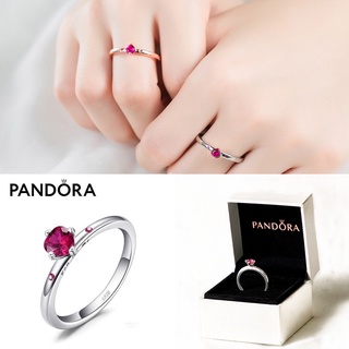 สินค้า Pandora แหวนเงิน S925 ประดับเพชร เพทาย รูปหัวใจ สําหรับเจ้าสาว งานแต่งงาน
