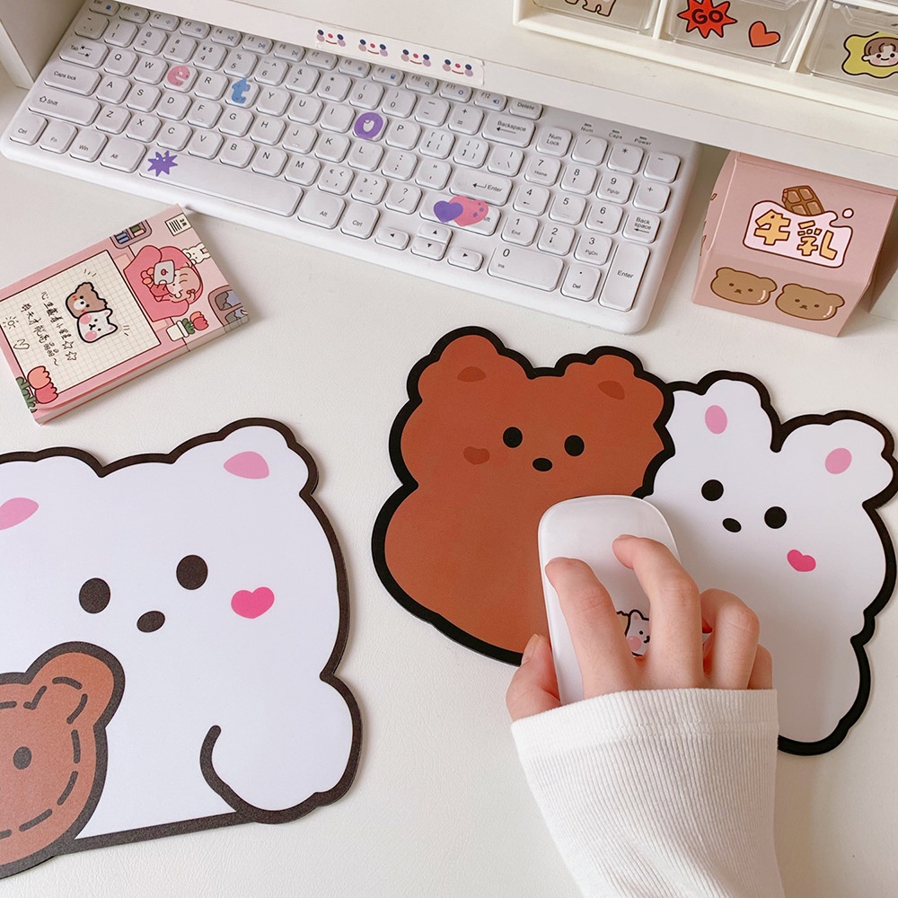 แผ่นรองเม้าส์-แผ่นรองแก้ว-ลายหมี-น้องหมี-น้องหมา-กันน้ำ-ลาย-น่ารัก-mini-mouse-pad-cute-item