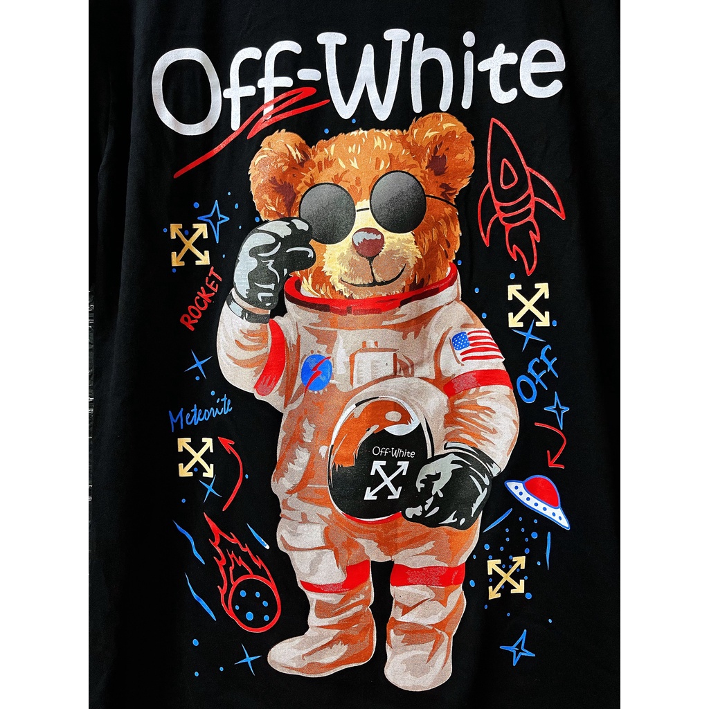 เสื้อยืดโอเวอร์ไซส์เสื้อ-off-white-น้องหมีท่องโลกอวกาศ-สุดเท่-พร้อมส่ง-ชาย-หญิงs-3xl