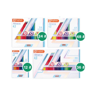 โปรโมชั่น : Elephant - ตราช้าง ดินสอสีไม้ ชนิดแท่งยาว รุ่น พรีเมี่ยม ขนาด 4.0 12 - 48 สี