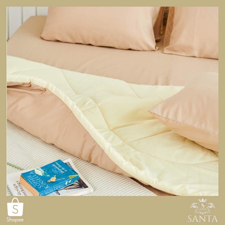 santa-ชุด-ผ้าปูที่นอน-ผ้าห่ม-ผ้านวม-สีเหลือง-สีน้ำตาลอ่อน