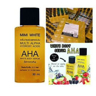 AHA mimi white⭐ เซรั่มหัวเชื้อเปิดผิวขาว 30ml. มีมี่ไวท์ แท้ สีเหลืองขุ่น สูตรเข้มข้น