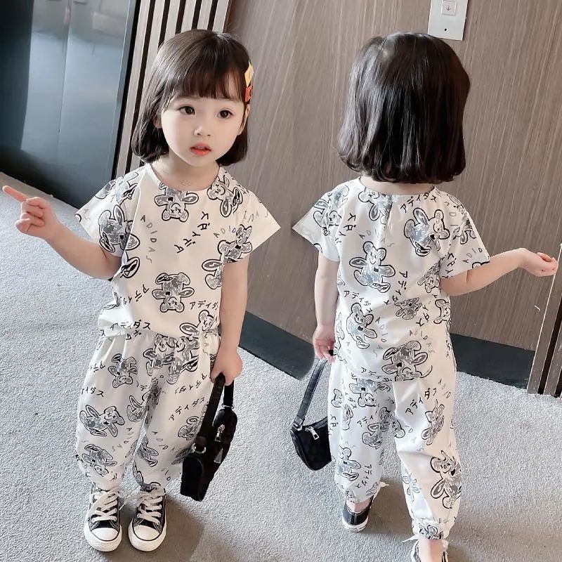 suit-ชุดเด็กผู้หญิง-เทรนด์แฟชั่นใหม่สำหรับเด็กผู้หญิง-2-ชิ้นเสื้อผ้าลำลองพิมพ์ลายเกาหลี