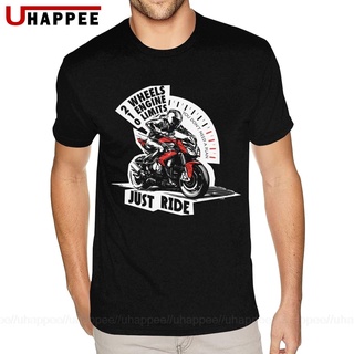 T-shirt  เสื้อยืดแขนสั้น ผ้าฝ้าย พิมพ์ลายกราฟฟิค Biker สีดํา สําหรับผู้ชายS-5XL