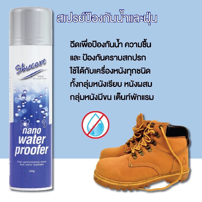 ภาพหน้าปกสินค้าสเปรย์ป้องกันน้ำ เชื้อรา และคราบสกปรก รองเท้า กระเป๋า โซฟา เข็มขัด เต๊นท์ ผ้าใบ 325ml. (Nano Water Proofer)