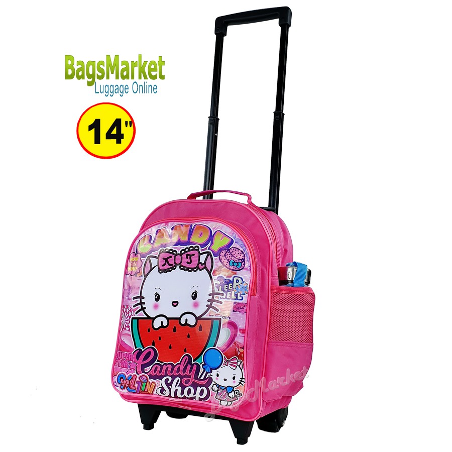 bagsmarket-kids-luggage-14-กลาง-trio-กระเป๋าเป้มีล้อลากสำหรับเด็ก-กระเป๋านักเรียน-kitty-1