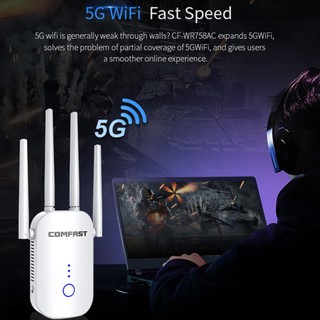 ภาพขนาดย่อของภาพหน้าปกสินค้าComfast 4เสา WR758AC ย่านความถี่ 5G/2.4G 1200Mbps WIFI Repeater ตัวกระจายไวไฟ รองรับ5G จากร้าน neugadget บน Shopee ภาพที่ 4