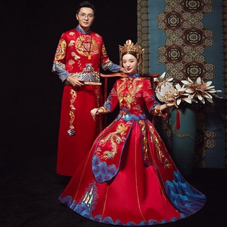 ชุดแต่งงานสไตล์จีนใหม่ของเจ้าสาวชุดแต่งงานหญิงเสื้อผ้าขนมปังปิ้ง